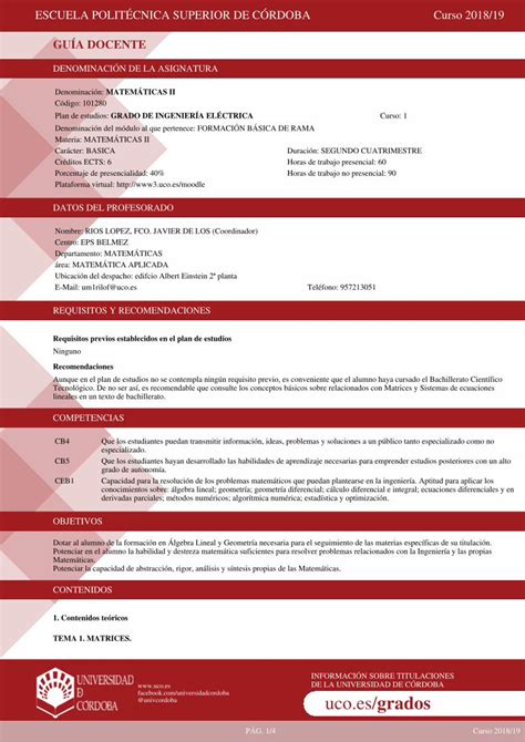 Pdf Plan De Estudios Grado De Ingeniera El Ctrica Curso