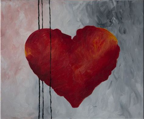 Oil Painting On Canvas Red Heart Size 50x60 Oil Painting On