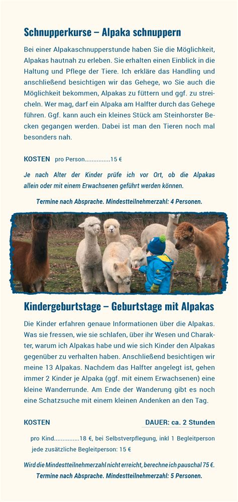 Aktueller Flyer EMSige Alpakas Steinhorster Becken Steinhorster Becken