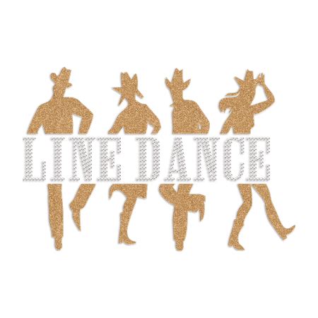 Four People Line Dance Rhinestone Glitter Heat Transfer CSTOWN