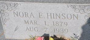 Nora E Lane Hinson M Morial Find A Grave