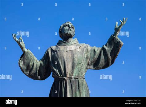 Naples Italy April The Bronze Statue Of St Francis Of