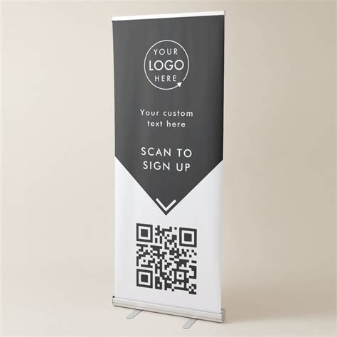 Qr Code Business Logo Black And White Retractable Banner Zazzle