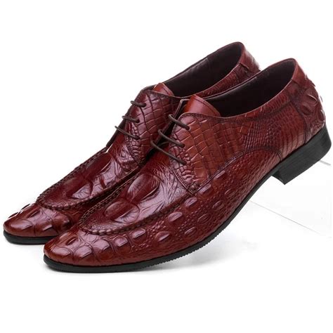 Fashion Crocodile Grain Black Brown Tan Pointed Toe Mens Business Shoes Genuine Leather