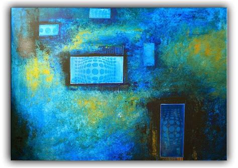 BURGSTALLER Gemälde Leinwand Bilder Abstrakte Kunst Malerei Blau Türkis