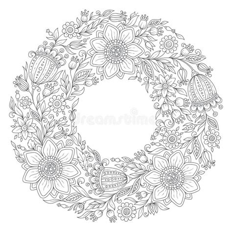 Corona Dei Fiori Pagina Del Libro Da Colorare Per Ladulto