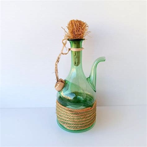 Awesome Vintage Italian Green Glass Wine Decanter Carafe With Ice