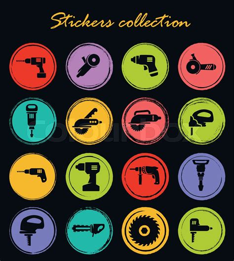 Power Tools Icons Set Stock Vector Colourbox