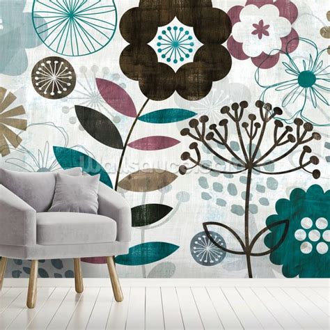 Floral Pop Turquoise Wall Mural Wallsauce Uk