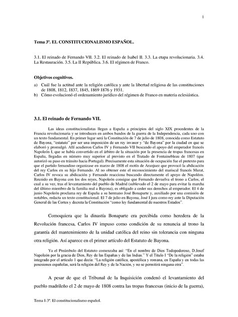 Bloque 1 Tema 3 Eclesiastico Tema 3º EL CONSTITUCIONALISMO