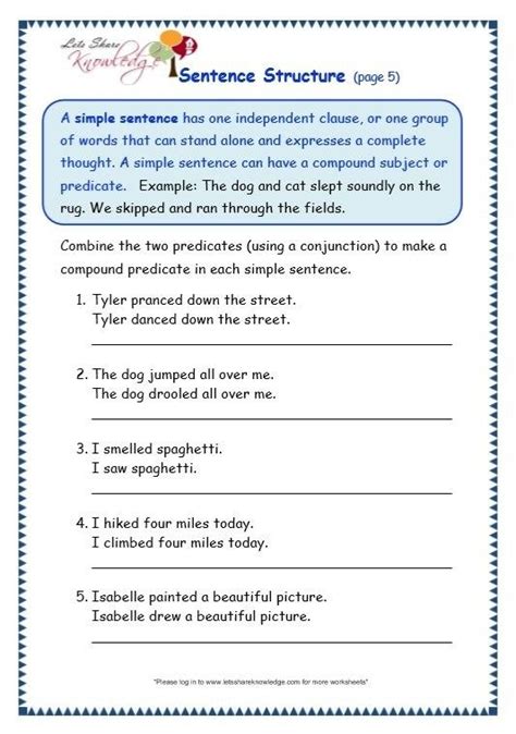 Sentence Structures Worksheets