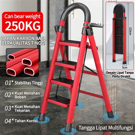 Jual 3 6 Step Tangga Lipat Multifungsi Baja Karbon Tebal Anti Licin