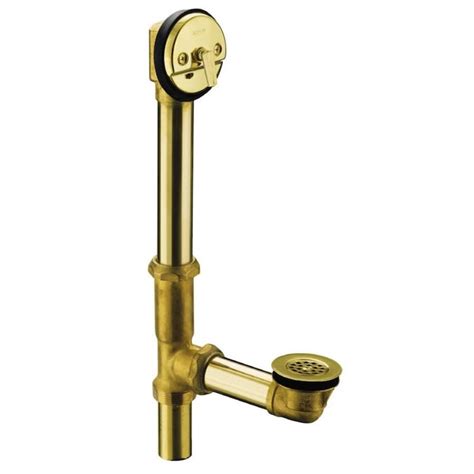 Kohler 15 In Vibrant Polished Brass Triplever Drain With Brass Pipe In