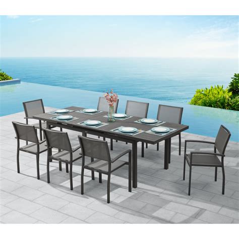 Higold Heck Pieces Extendable Outdoor Dining Set Black Aluminum