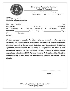 Completable En línea ing una Declaraci n jurada Docente Facultad de