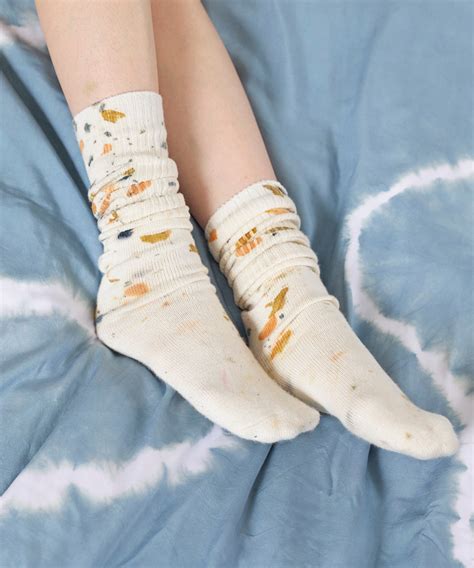 【city Shed】abstract Bundled Dyed Bamboo Socks Cream Adb Botanical Color