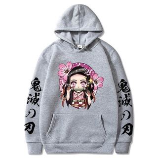 Blusa Moletom Canguru Anime Demon Slayer Nezuko Kamado Flores Kimetsu