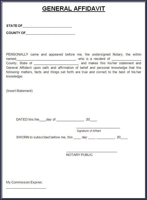 Printable Blank Affidavit Affidavit Form Zimbabwe Pdf Form Resume