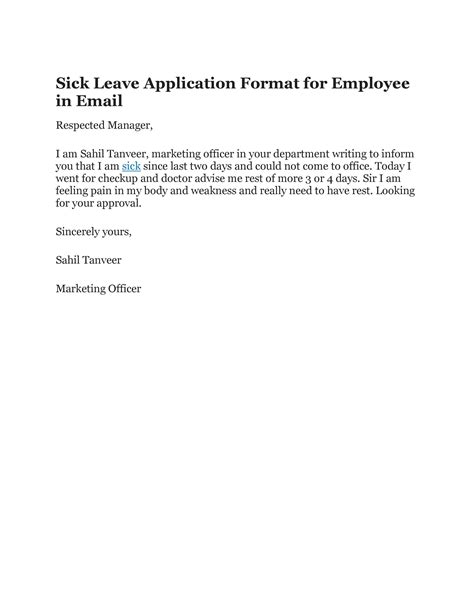 49 Professional Sick Leave Email Templates Templatelab