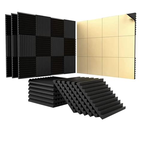 R4 JEMX 24 Pack Acoustic Panels With Self Adhesive 1 X 12 X 12 Inch