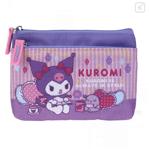 Sanrio 2 Pocket Zip Pouch Kuromi Kawaii Limited