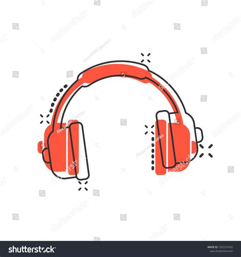 Headphone Headset Icon Comic Style Headphones Stock Vector Royalty