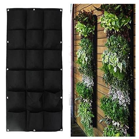 18 Poche Sac noir De Plantation Mural Suspendu Fleur Herbe Plante Décor