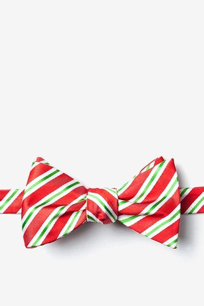 Red Microfiber Christmas Stripe Self Tie Bow Tie