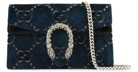 Gucci Dionysus Gg Velvet Super Mini Bag In Navy Blue Lyst