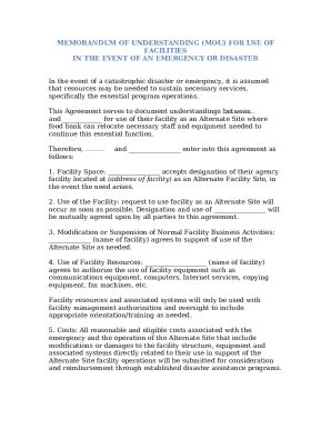 Mou For Alternate Facilities Template Doc Template Pdffiller