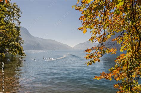 Lugano Stadt Seeufer Lago Di Lugano Luganersee See Uferpromenade