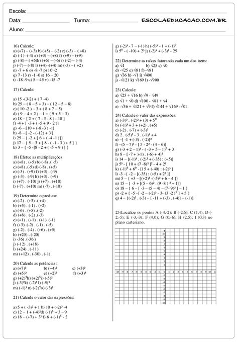 Exercicios Para 7 Ano