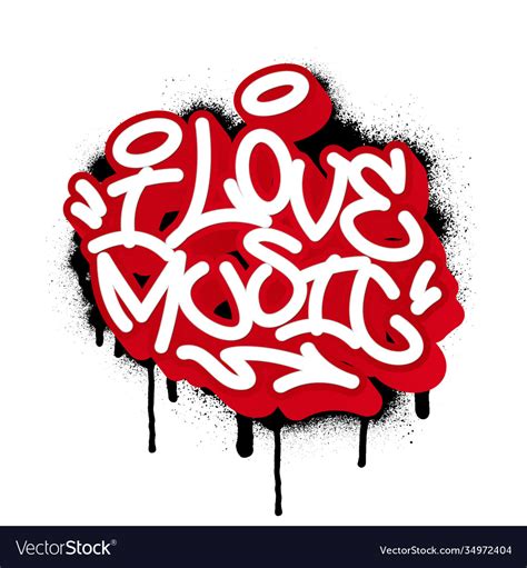 I love music in graffiti style Royalty Free Vector Image