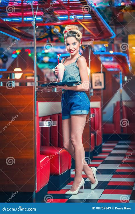 Waitress In Cafe Stock Image Image Of Milkshake Caucasian 88759843