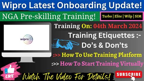 Wipro Onboarding Update Nga Pre Skilling Training Th Match