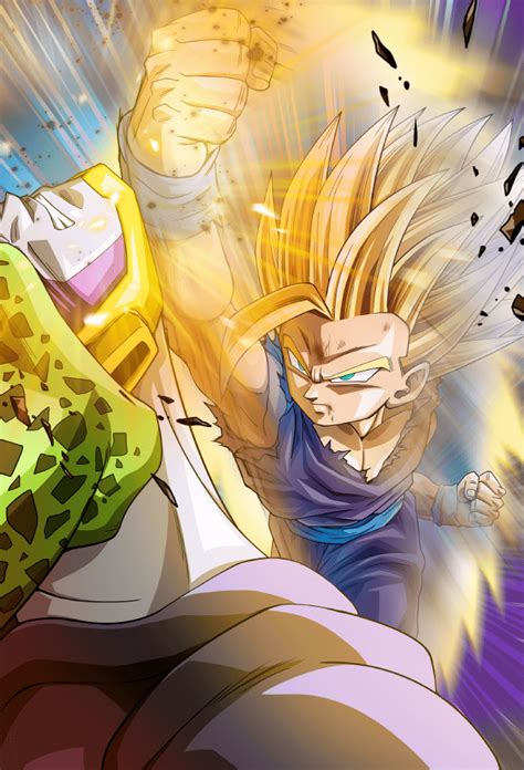 Teen Gohan Ssj2 Vs Perfect Cell Card Bucchigiri M By Maxiuchiha22 On