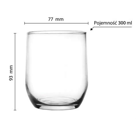 Szklanka Niska 6 szt do Wody Soków Napojów Drinków 300 ml Prosta