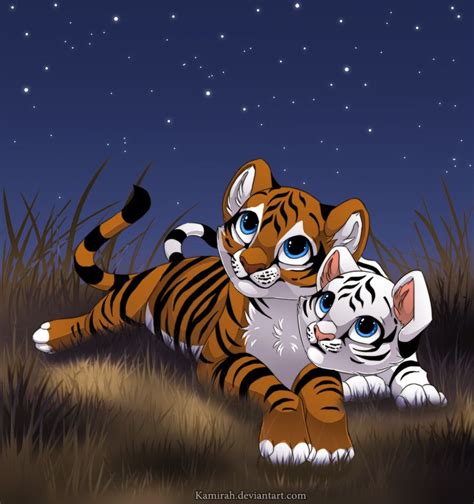 2 tigers Cute Cartoon Animals, Anime Animals, Wild Animals, Big Cats Art, Furry Art, Cat Art ...