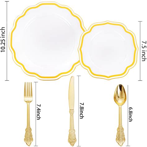 Noccur Pcs Clear And Gold Plastic Plates Disposable Clear Plastic