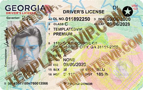 Georgia Ga New Drivers License Psd V3 Uv Layer Template Download