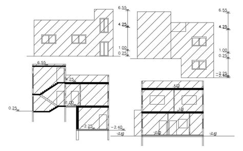 House Sectional Elevation Design Dwg File Cadbull