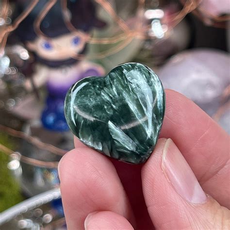 Rare Seraphinite Heart Cabochon Jewelry Making Serafine Craft Maker