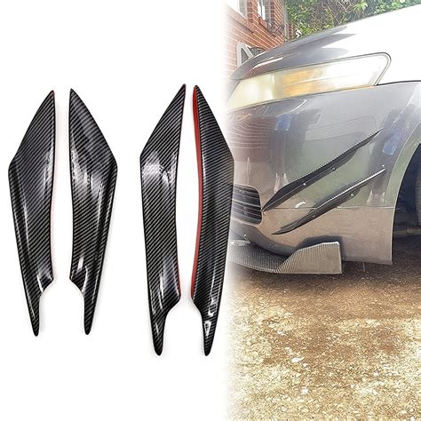 Pcs Carbon Fiber Appearance Glossy Car Front Bumper Lip Splitter Fins