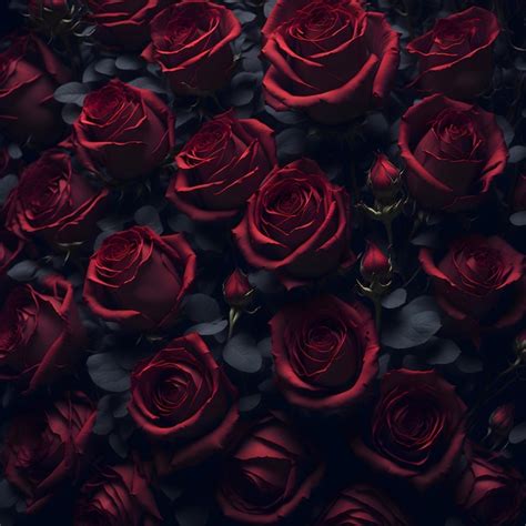 Premium AI Image | Red roses in a dark garden