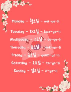 Days of the Week in Korean: A Beginner's Guide