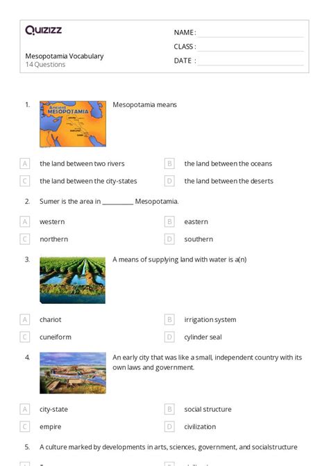 50 Early Mesopotamia Worksheets For 6th Grade On Quizizz Free