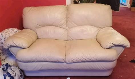 Two Seater Faux Leather Sofa In Cream In Barnet London Gumtree