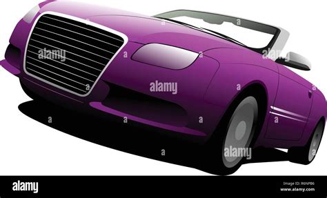 Purple Cabriolet On The Road Vector Illustration Stock Vector Image