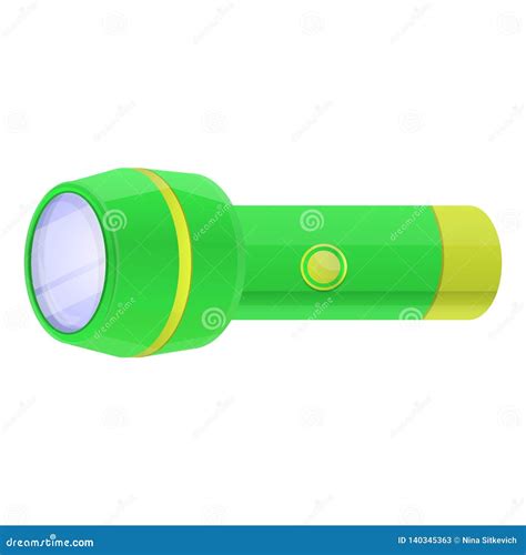 Green Flashlight Icon Cartoon Style Stock Vector Illustration Of