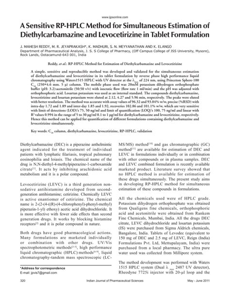 A Sensitive Rp Hplc Method For Simultaneous Estimation Of